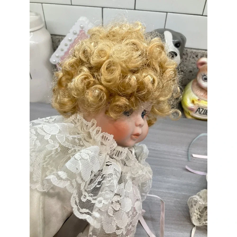 VINTAGE PORCELAIN DOLL IN CLOWN COSTUME